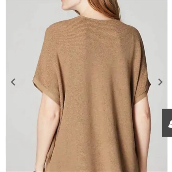 J. Jill Camel Yak Hair Blend Knit Fringe Trim Pullover Poncho Sweater - Picture 2 of 9